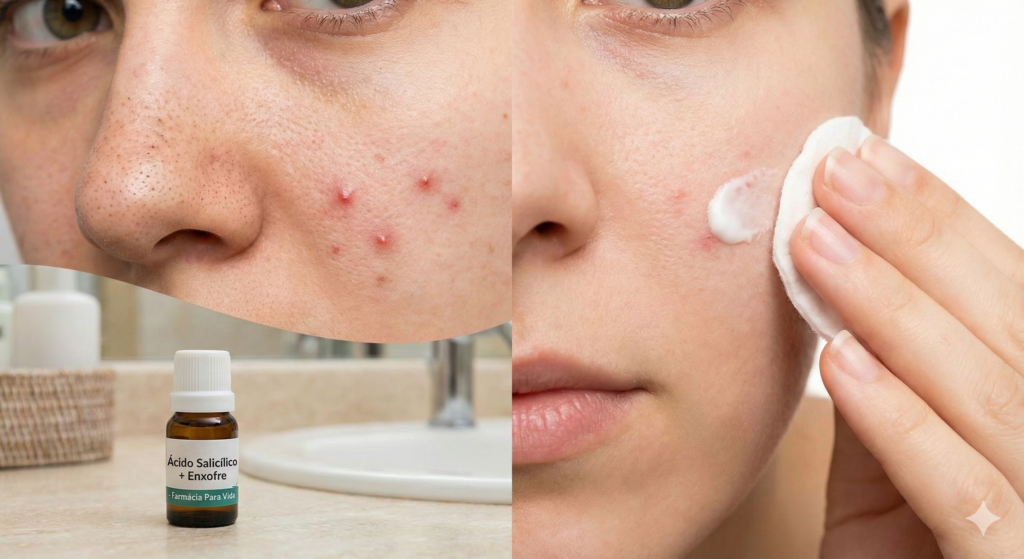 Tratamento eficaz para cravos e espinhas no rosto com limpeza de pele e ácido salicílico